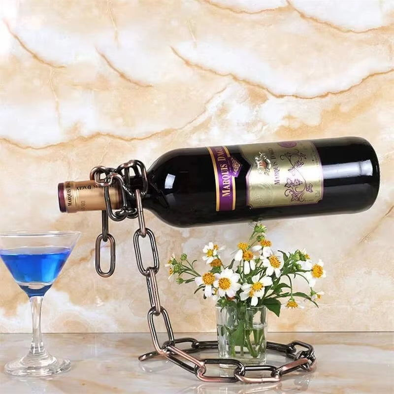 Magic Hanging Chain Rack a Bottle of Display Stand Kitchen Dining Room Cellar Bar Decoration