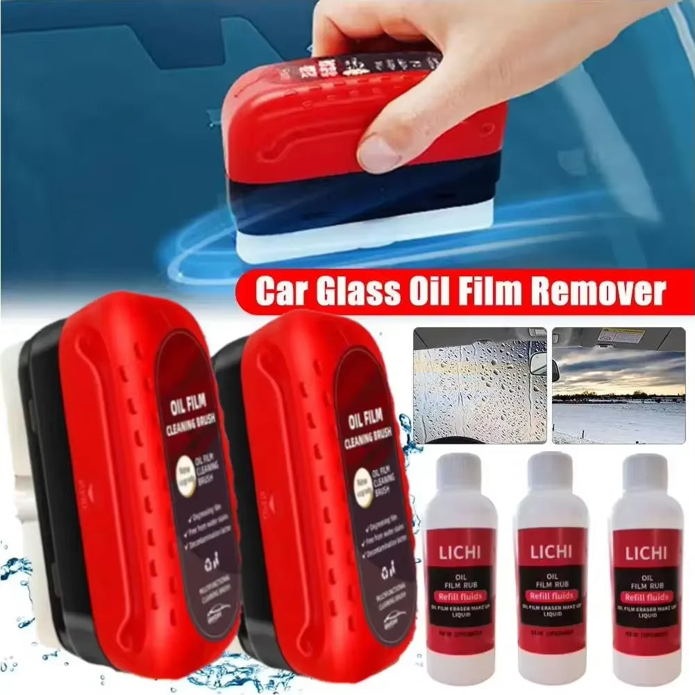 Car Glass Oil Film Remover Powerful Windshield Cleaner Car Glass Sponge Cleaning Brush Water Spots Stain Removal Auto Detailing