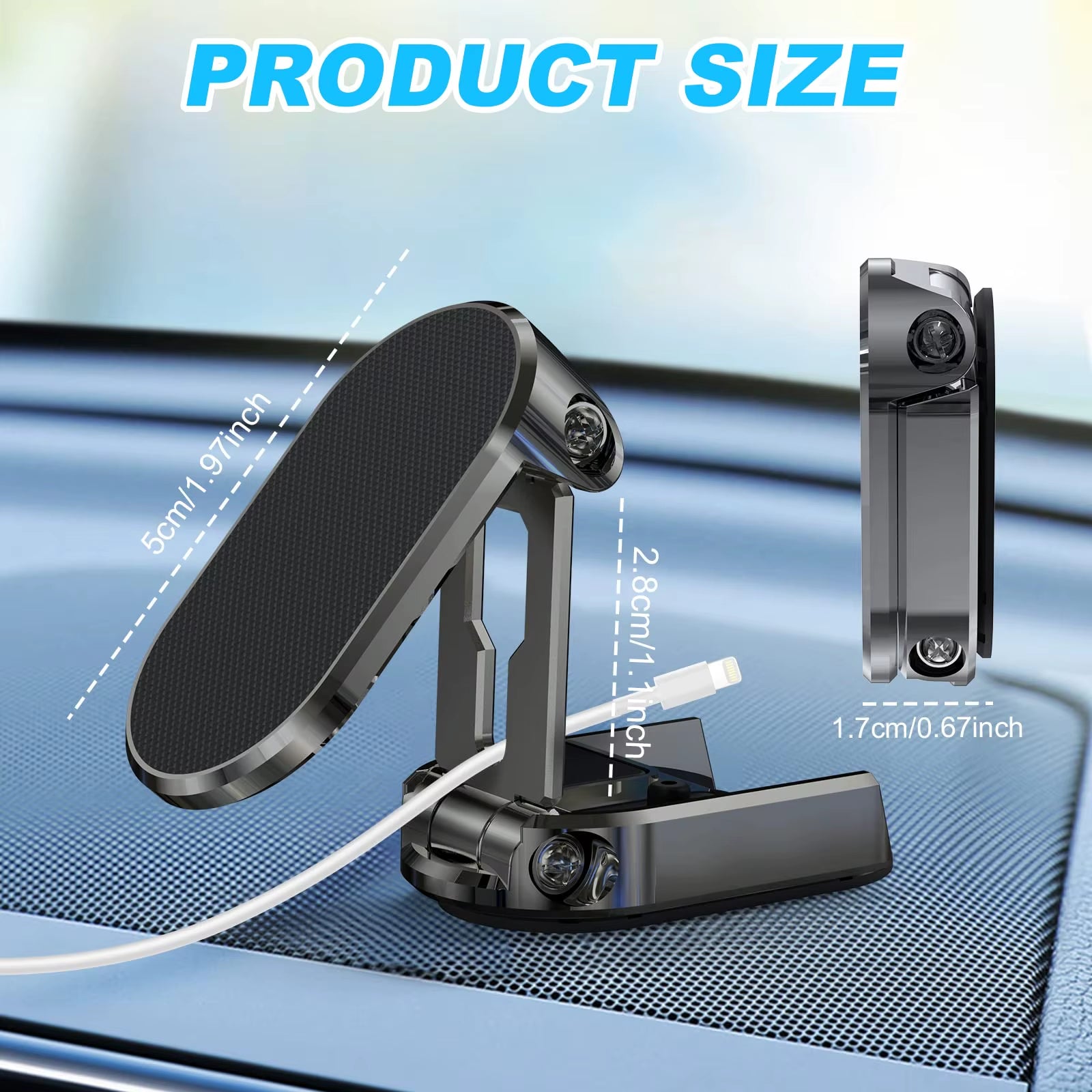 Metal Magnetic Car Mobile Phone Holder Folding Magnet Cell Phone Stand in Car GPS Support for Iphone Xiaomi 360° Rotatable Mount