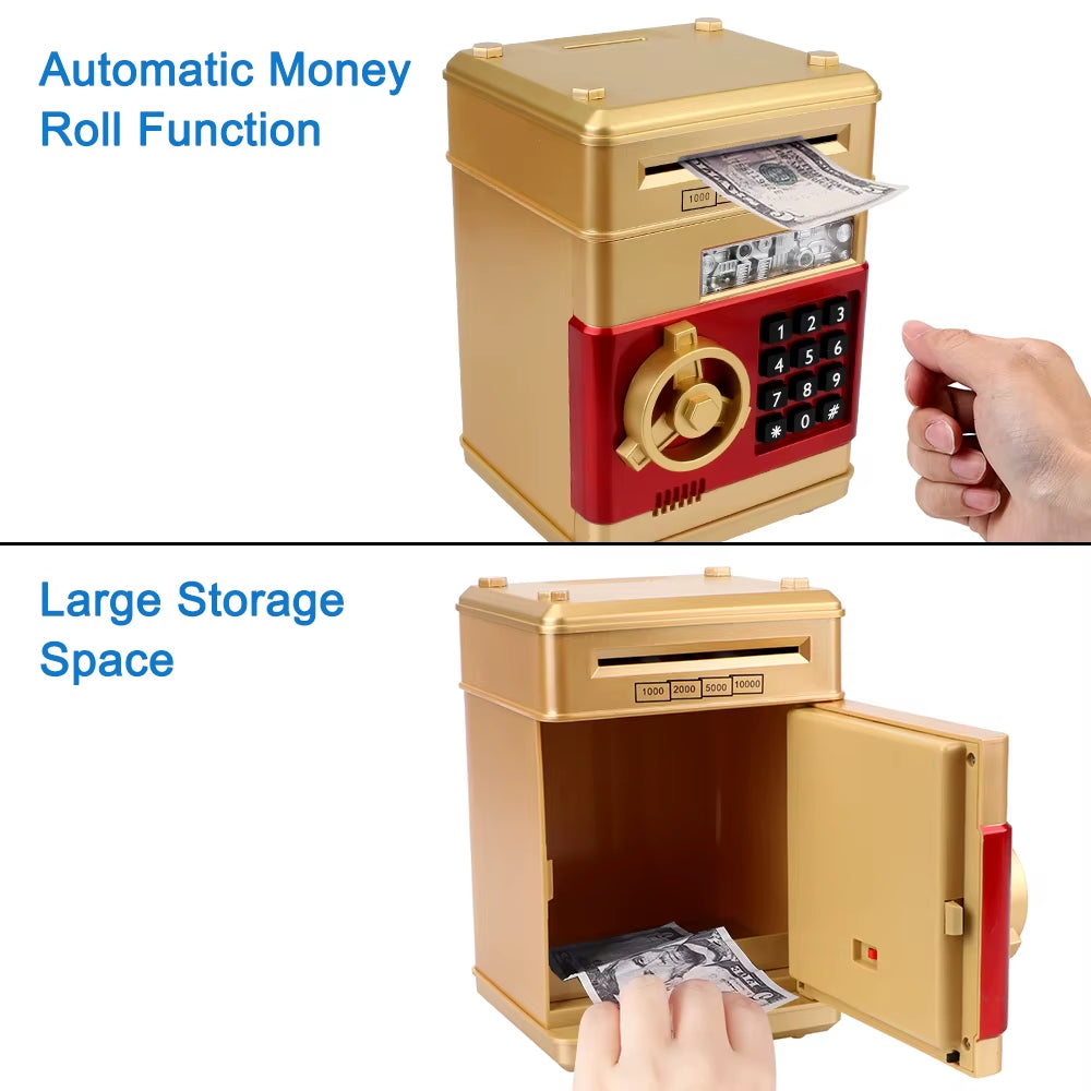 Cash Coins Saving Box Automatic Deposit Auto Scroll Paper Banknote ATM Password Money Boxes Electronic Piggy Bank Gift for Kids