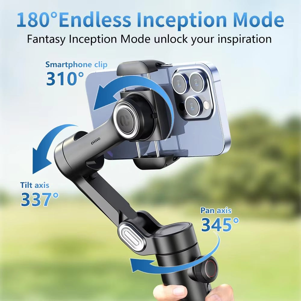 3-Axis Handheld Gimbal Stabilizer for Smartphone with Fill Light for Iphone Android Face Tracking