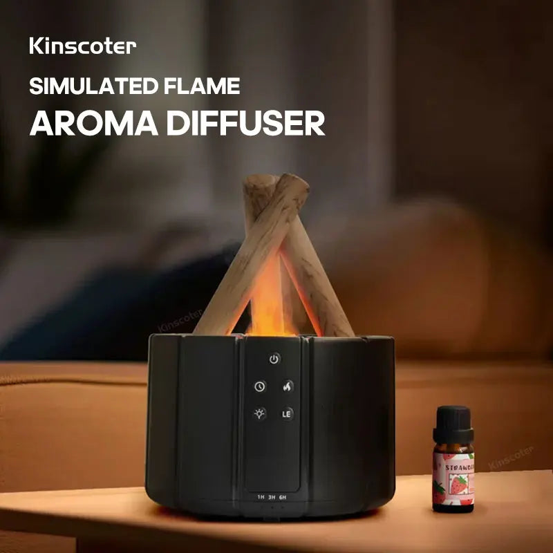 Bonfire Air Humidifier  Simulated Flame Aroma Diffuser Ultrasonic Cool Mist Maker Fogger LED Essential Oil Lamp Difusor