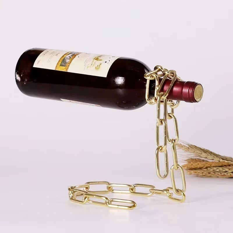 Magic Hanging Chain Rack a Bottle of Display Stand Kitchen Dining Room Cellar Bar Decoration