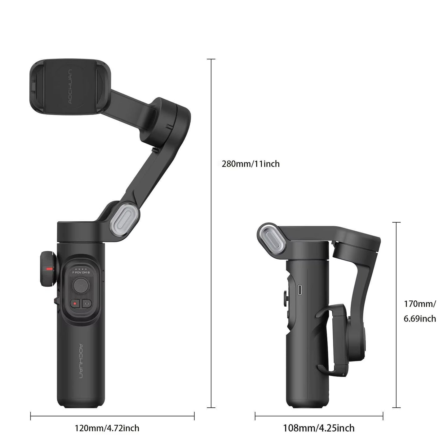 3-Axis Handheld Gimbal Stabilizer for Smartphone with Fill Light for Iphone Android Face Tracking