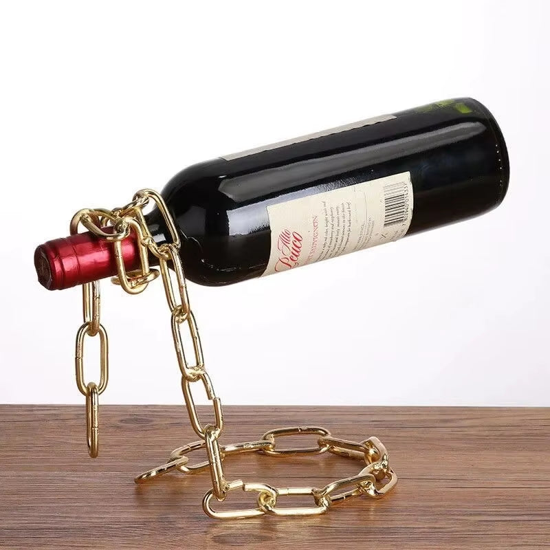 Magic Hanging Chain Rack a Bottle of Display Stand Kitchen Dining Room Cellar Bar Decoration