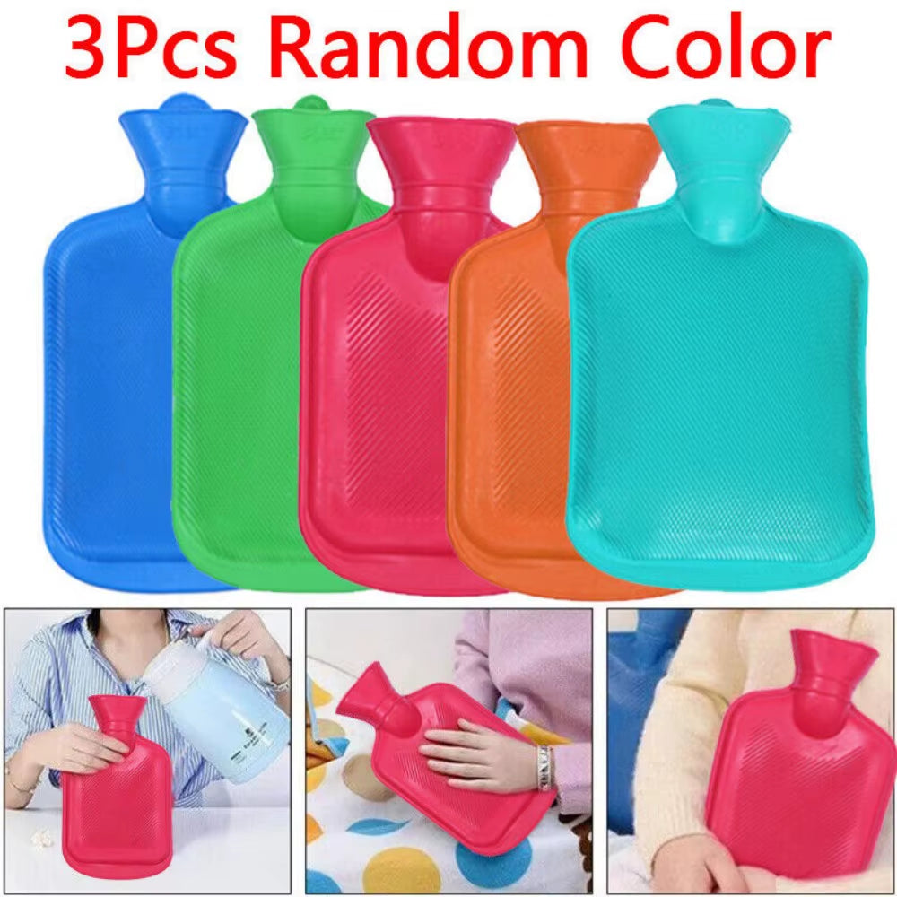 3 Pack 2L HOT WATER BOTTLE NATURAL RUBBER WARMER LARGE PAIN RELIEF HEAT ACHING