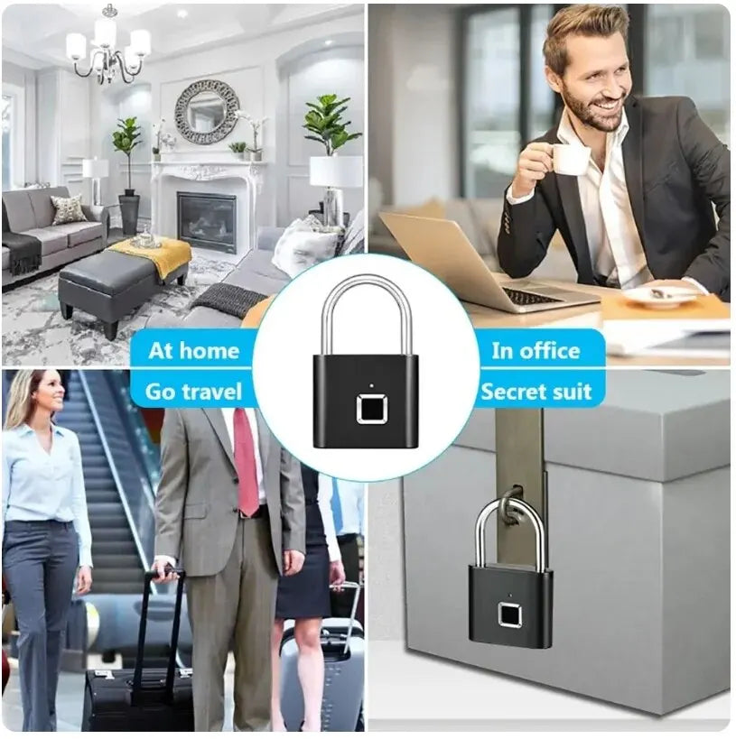 Fingerprint Lock Keyless Waterproof Anti-Theft Smart Lock Fingerprint Padlock Zinc Alloy Intelligent Safety Doorlock