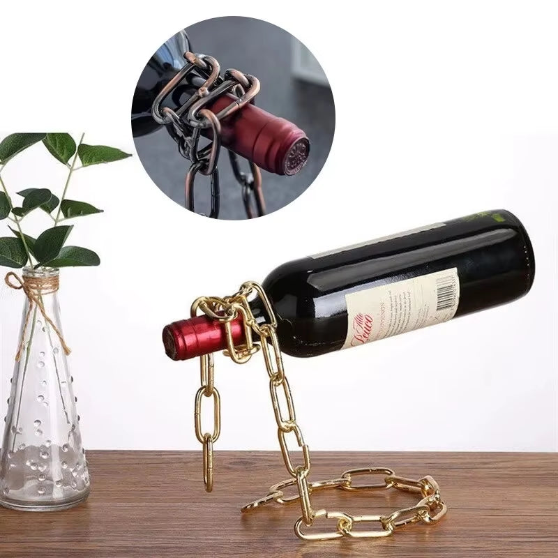 Magic Hanging Chain Rack a Bottle of Display Stand Kitchen Dining Room Cellar Bar Decoration