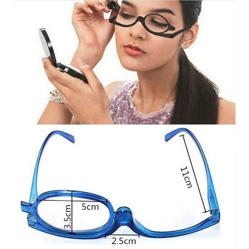 Women Magnifying Glasses Makeup Reading Glasses Folding Eye Make up Diopter +1.0 +1.5 +2.0 +2.5 +3.0 +3.5 +4.0 Resin Lens