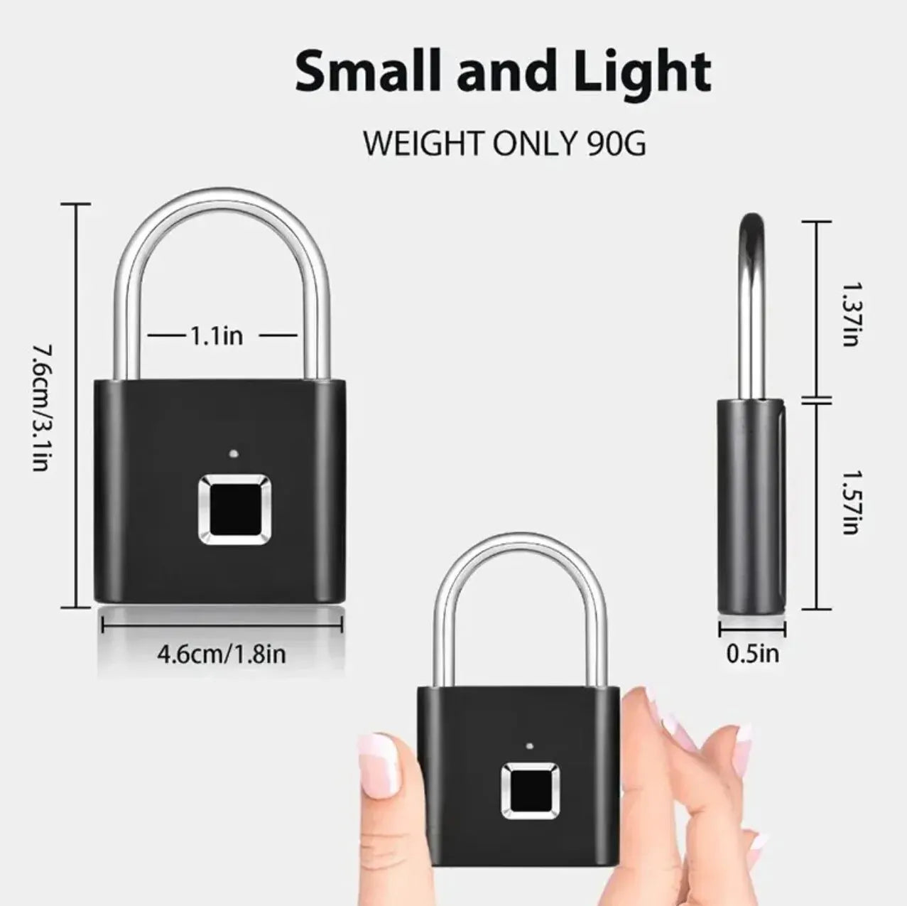 Fingerprint Lock Keyless Waterproof Anti-Theft Smart Lock Fingerprint Padlock Zinc Alloy Intelligent Safety Doorlock