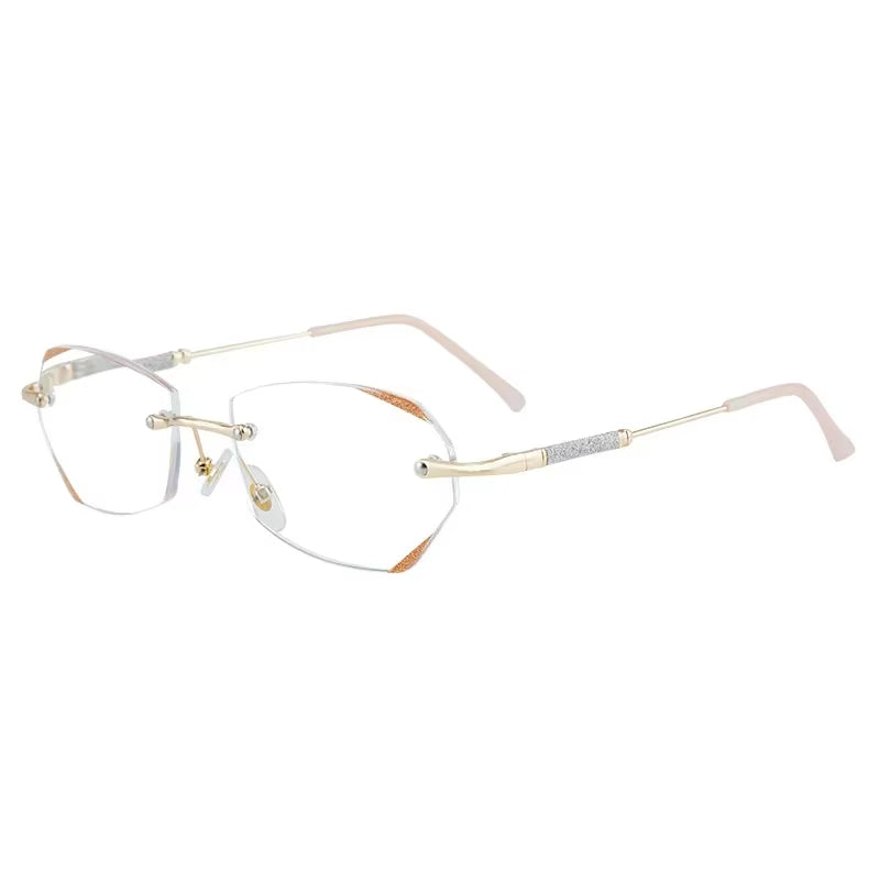 Diamond Cut Reading Glasses Luxury Rimless Anti-Blue Light Presbyopia Eyeglasses Finished Optical Farsighted Eyewear Diopter