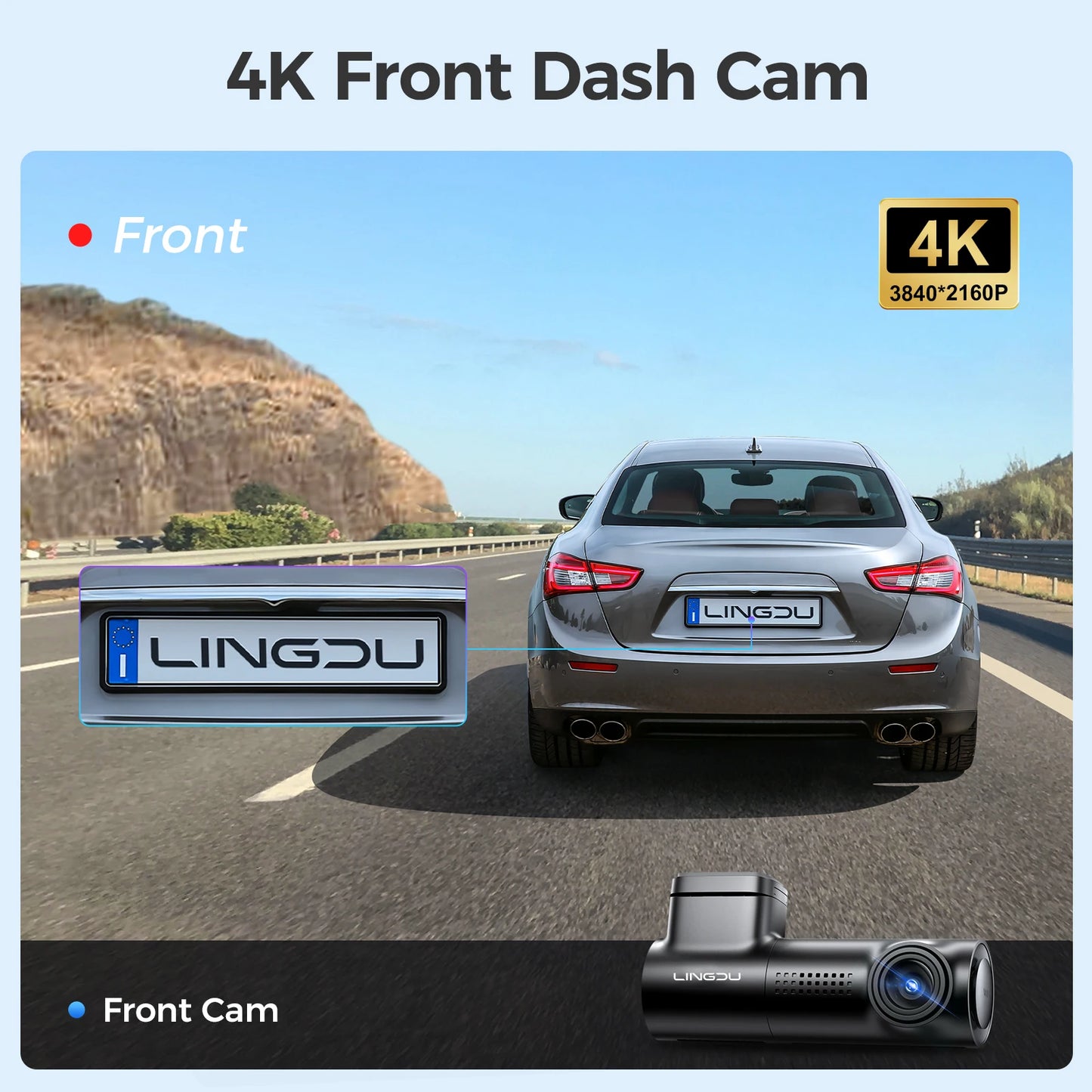 D500 Dash Cam Ultra HD 4K Built-In 5Ghz WI-FI GPS English Voice Control Dash Car Camera 24H Loop Recording D500 Car DVR