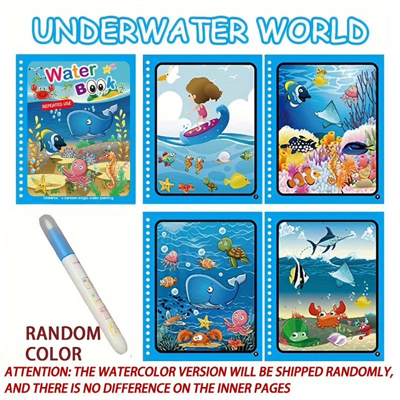 1Pcs Magical Book Water Drawing Montessori Toys Reusable Coloring Book Magic Water Drawing Book Sensory Early Education Toys