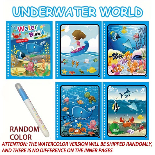 1Pcs Magical Book Water Drawing Montessori Toys Reusable Coloring Book Magic Water Drawing Book Sensory Early Education Toys